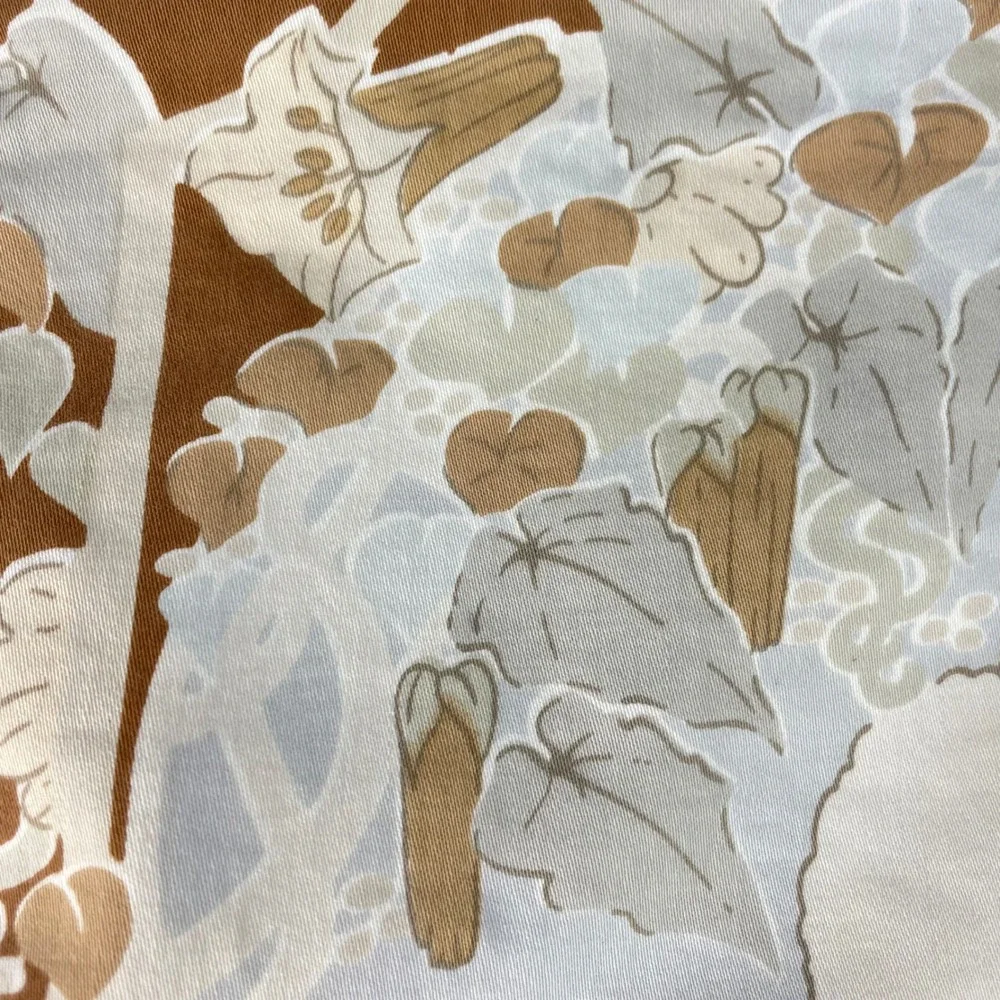 Vintage Cushion Cover 1970s Illustration Handmade Brown White Floral Women Home